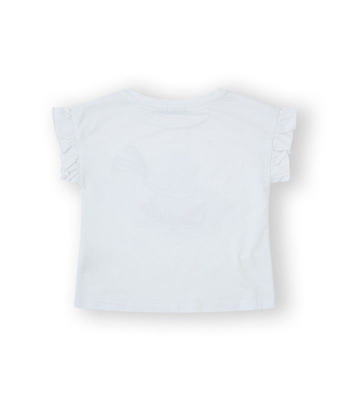 Camiseta Niña blanca estampada. Modelo Coquette