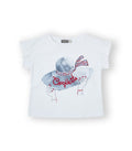 Camiseta Niña blanca estampada. Modelo Coquette