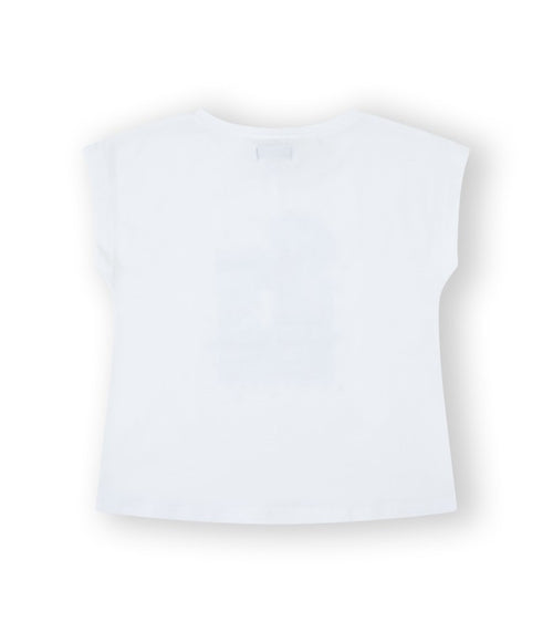 Camiseta niña blanca estampada. Modelo Girl