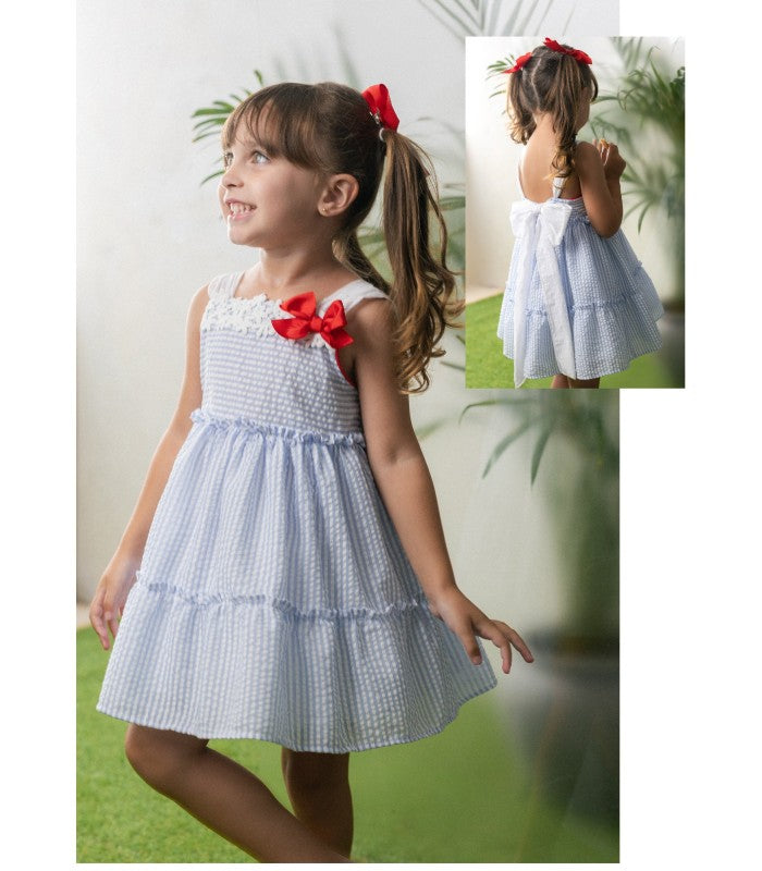 Vestido niña estampado rayas azules Colección Indira