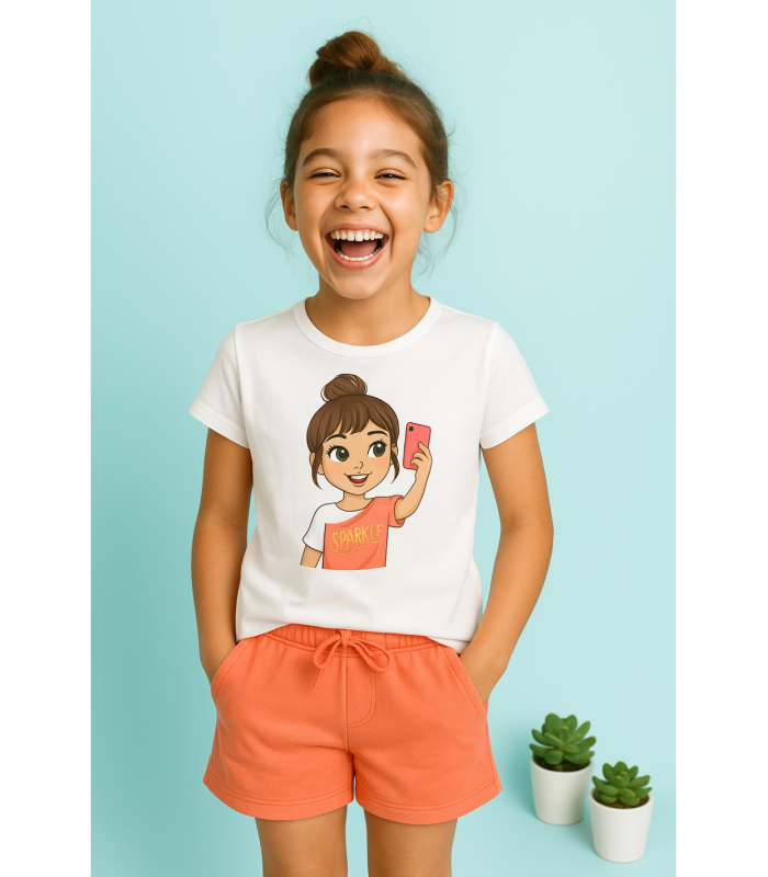 Conjunto Niña de camiseta y short. Modelo Selfie