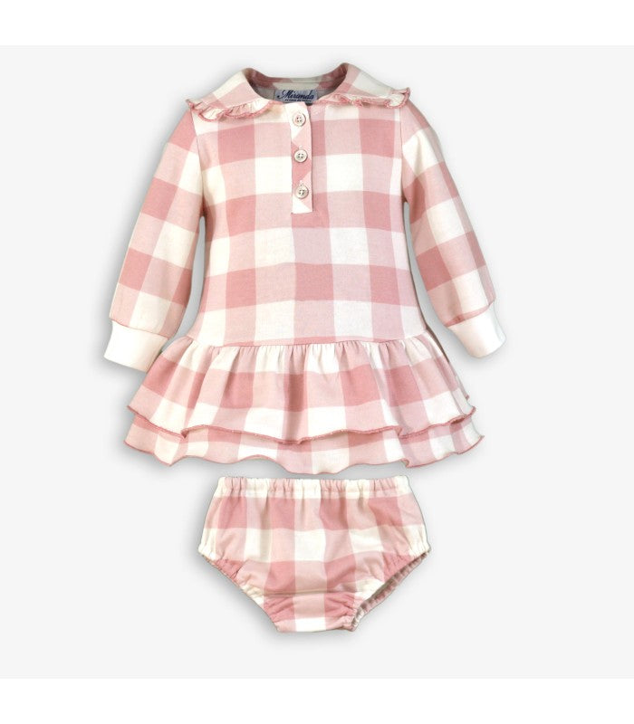 Vestido vichy con braguita para bebé niña