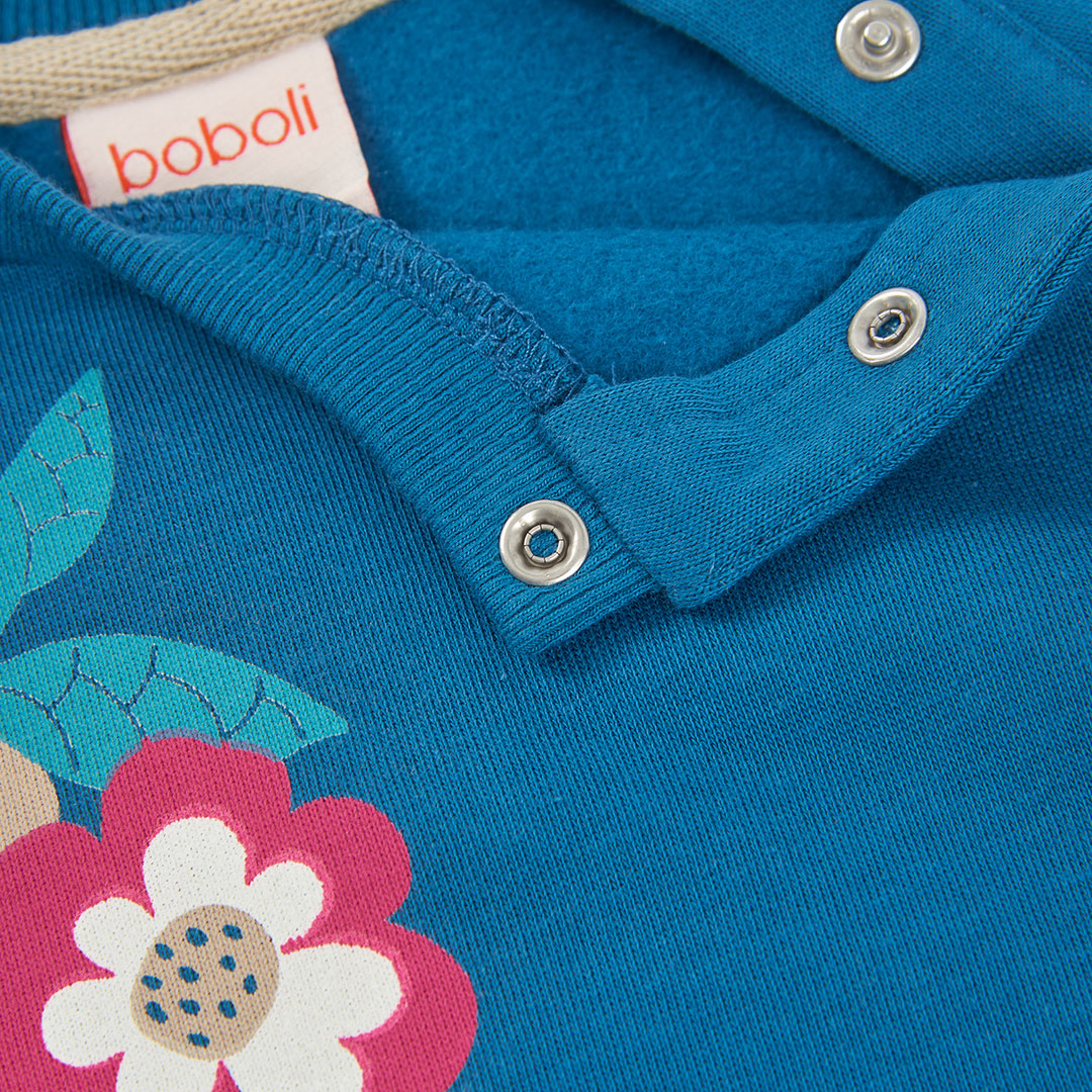Sudadera felpa niña verde estampado flores
