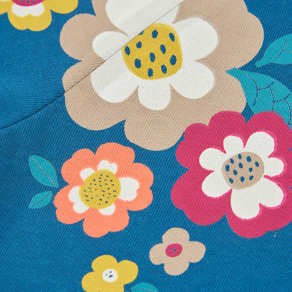Sudadera felpa niña verde estampado flores