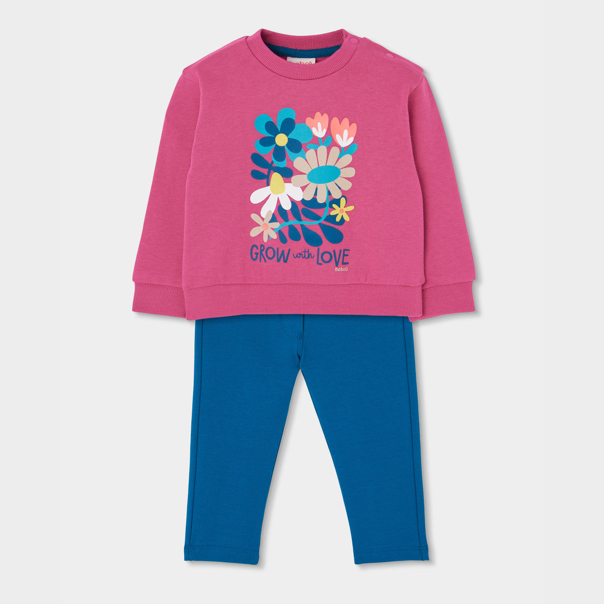 Conjunto punto niña fresa estampado flores con legging