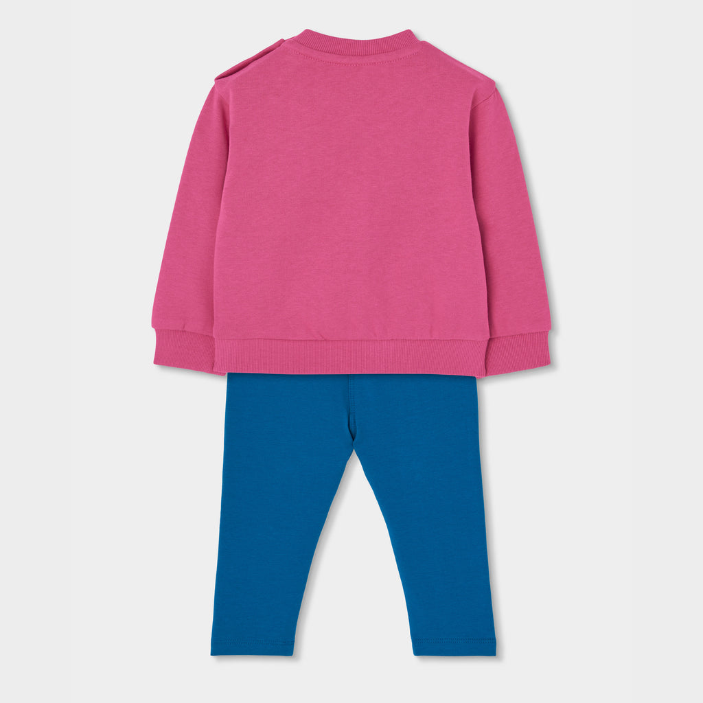 Conjunto punto niña fresa estampado flores con legging