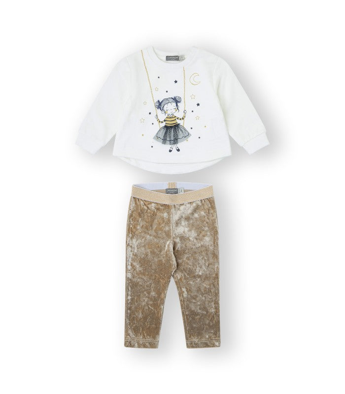 Conjunto Vega bebé y niña (legging color azul marino brillante)