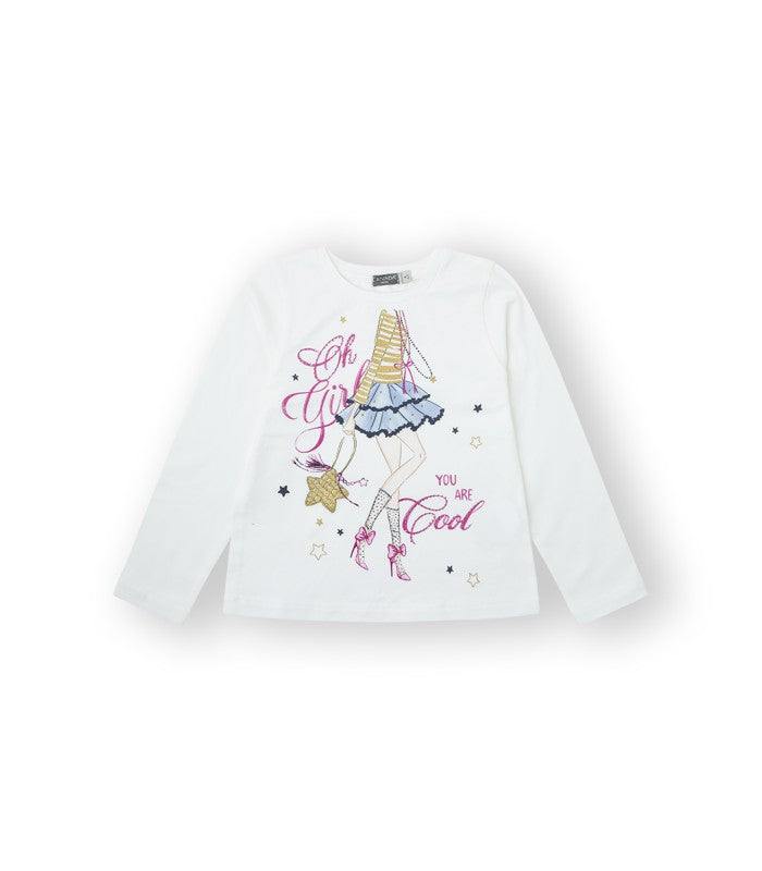 Camiseta Niña blanca. Modelo Legs