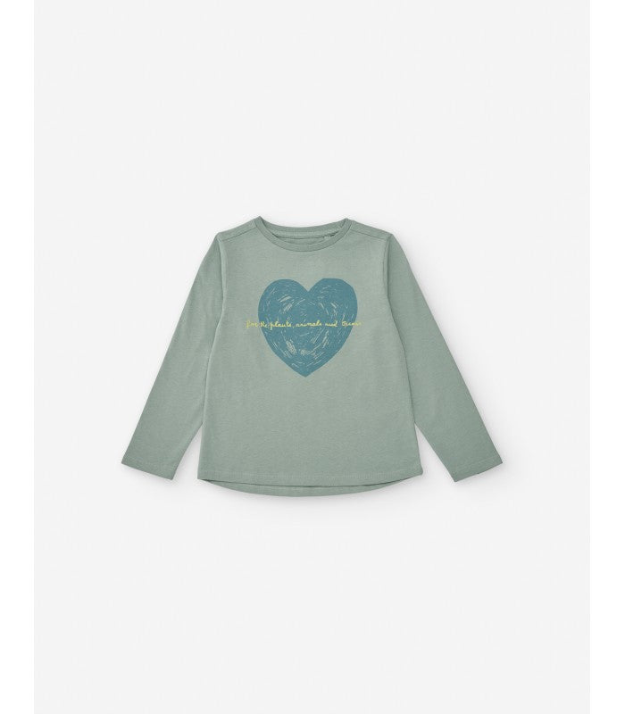 Camiseta de Manga Larga de Algodón para Niña 'Heart', Verde