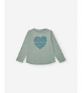 Camiseta de Manga Larga de Algodón para Niña 'Heart', Verde