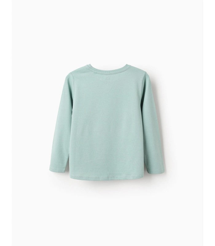 Camiseta de Manga Larga de Algodón para Niña 'Heart', Verde