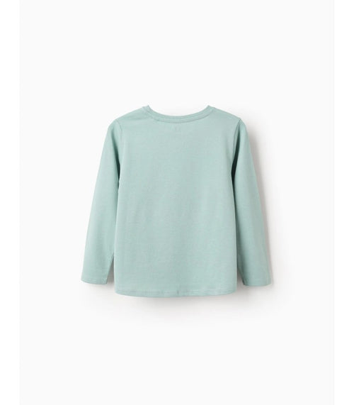 Camiseta de Manga Larga de Algodón para Niña 'Heart', Verde
