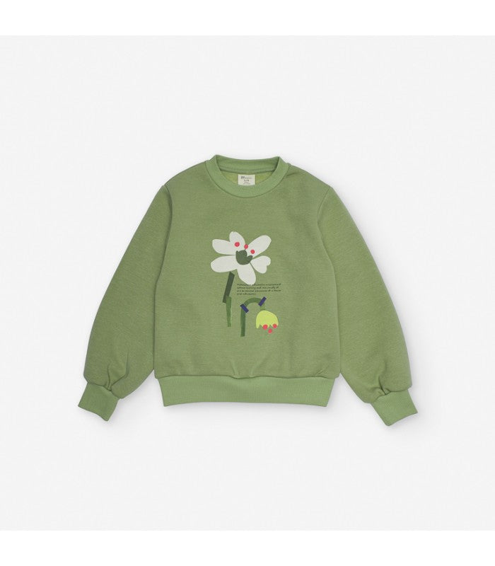 Sudadera afelpada estampada verde claro para niña