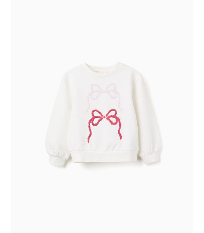Girls' Embroidered Tie Cotton Sweatshirt