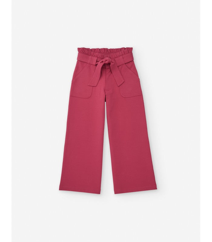 Pantalón en Punto Roma 'Wide Leg' para Niña, Rosa