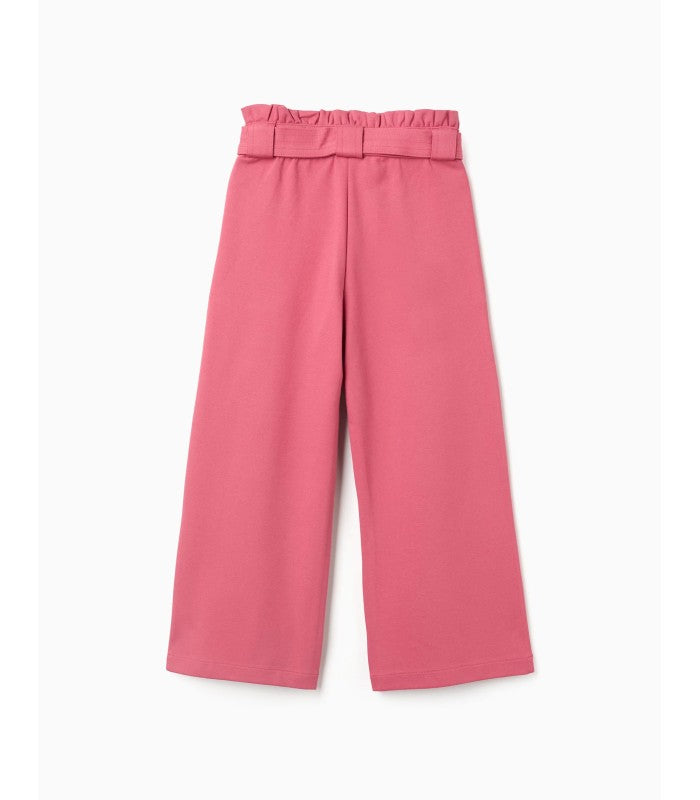 Pantalón en Punto Roma 'Wide Leg' para Niña, Rosa