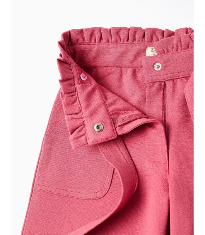 Pantalón en Punto Roma 'Wide Leg' para Niña, Rosa