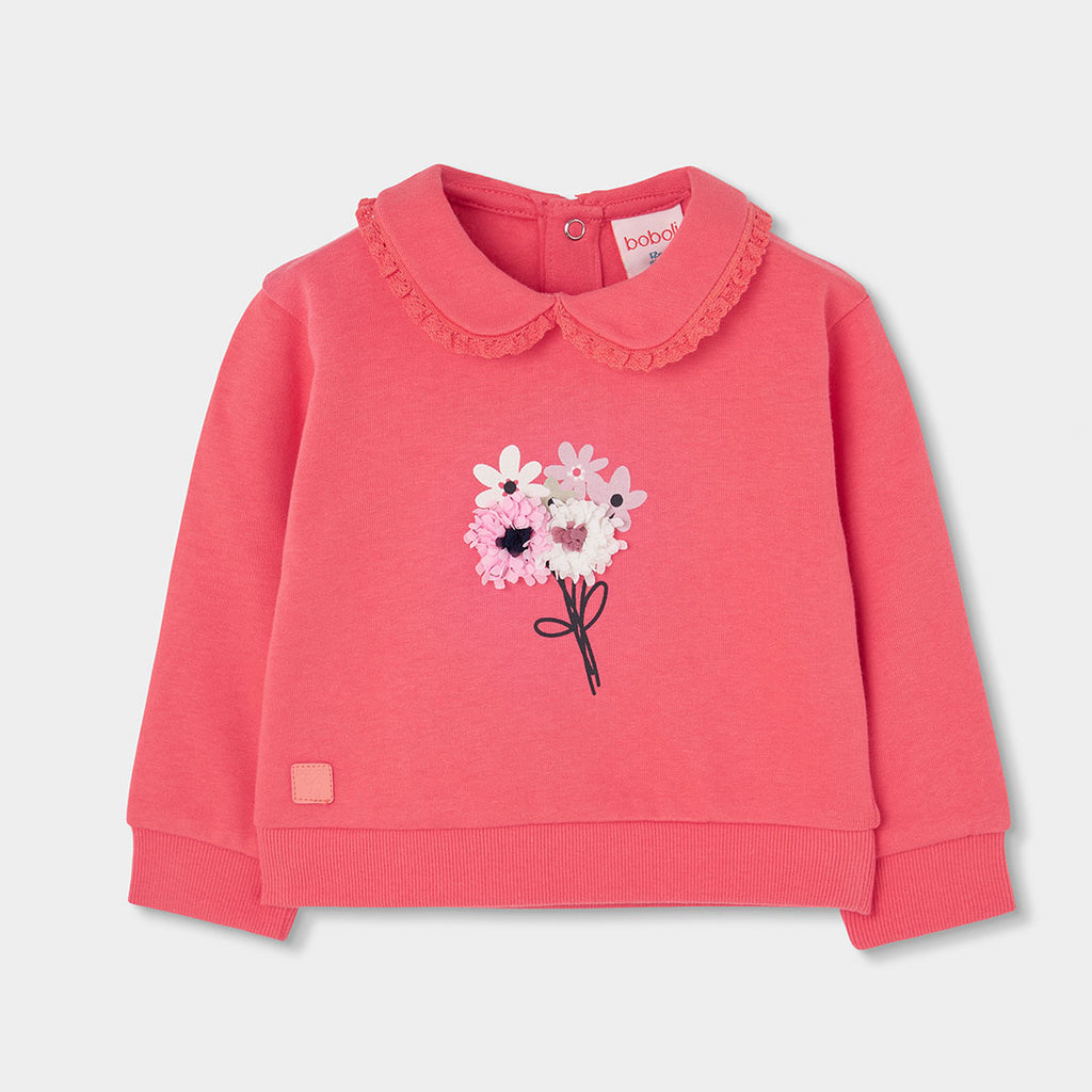Sudadera felpa niña fresa estampado flores