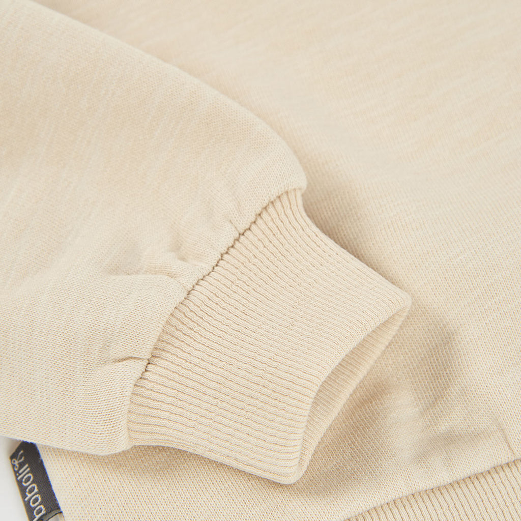 Sudadera felpa niña beige bordado flores