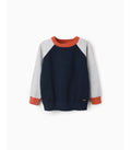 Knitted sleeveless top with contrast trim for boys, Blue/Grey