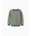 Jersey de Punto Bicolor de Algodón para Niño, Verde