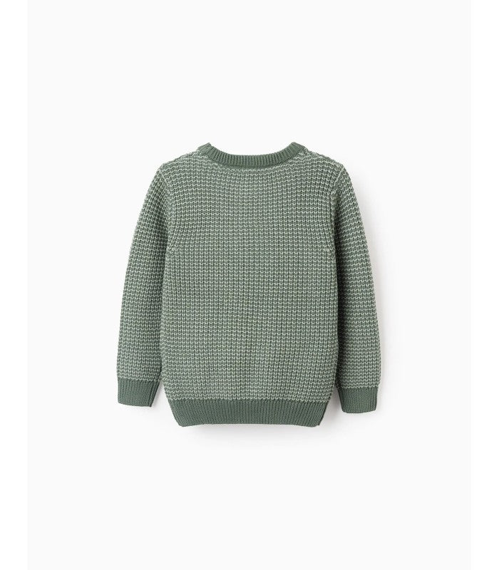 Jersey de Punto Bicolor de Algodón para Niño, Verde