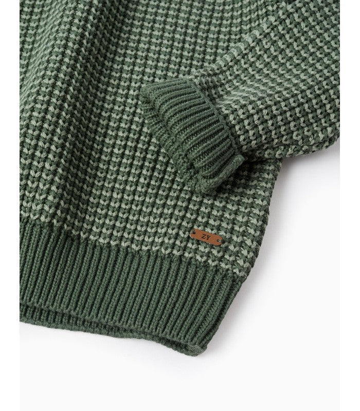 Jersey de Punto Bicolor de Algodón para Niño, Verde