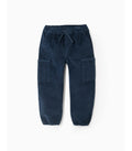 Pantalón de Pana Cargo para Niño 'Straight Fit', Azul Oscuro