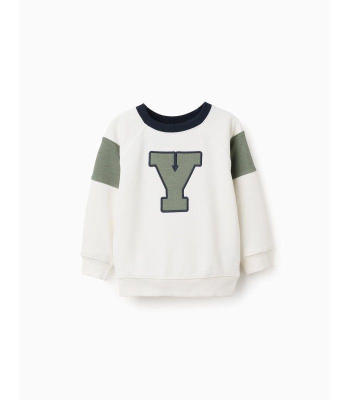 Sudadera Perchada 'Y' para Niño, Blanco/Verde/Azul