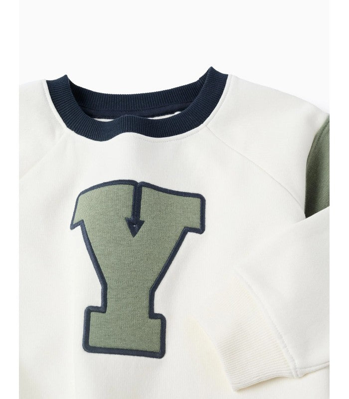 Sudadera Perchada 'Y' para Niño, Blanco/Verde/Azul