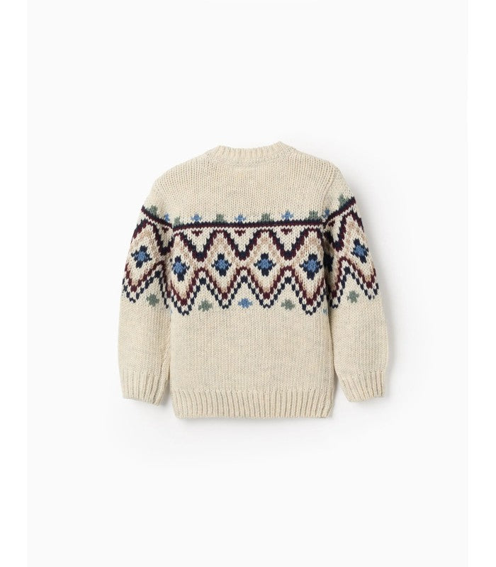 Jersey de Punto con Jacquard para Bebé Niño, Beige