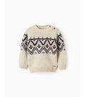 Jersey de Punto con Jacquard para Bebé Niño, Beige
