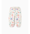 Pantalón Jogger Perchado con Motivo para Bebé Niña 'Formas', Blanco