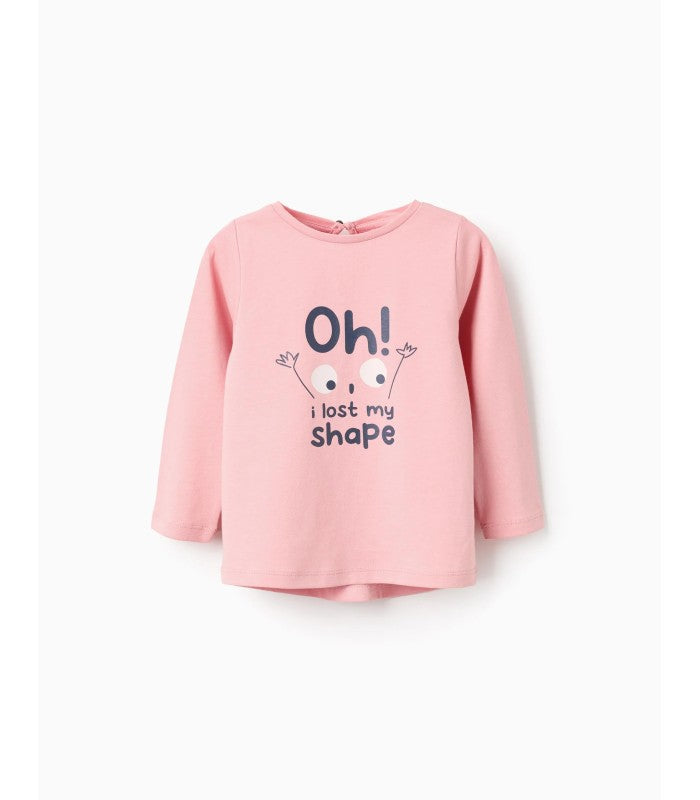 Camiseta de Manga Larga para Bebé Niña 'Shapes', Rosa