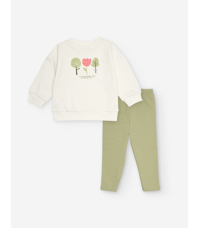 Conjunto de sudadera y malla para bebé niña. Modelo Tree