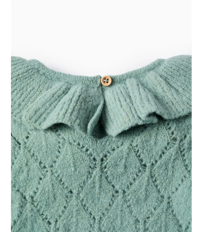 Jersey de Punto Calado con Volantes para Bebé Niña, Verde