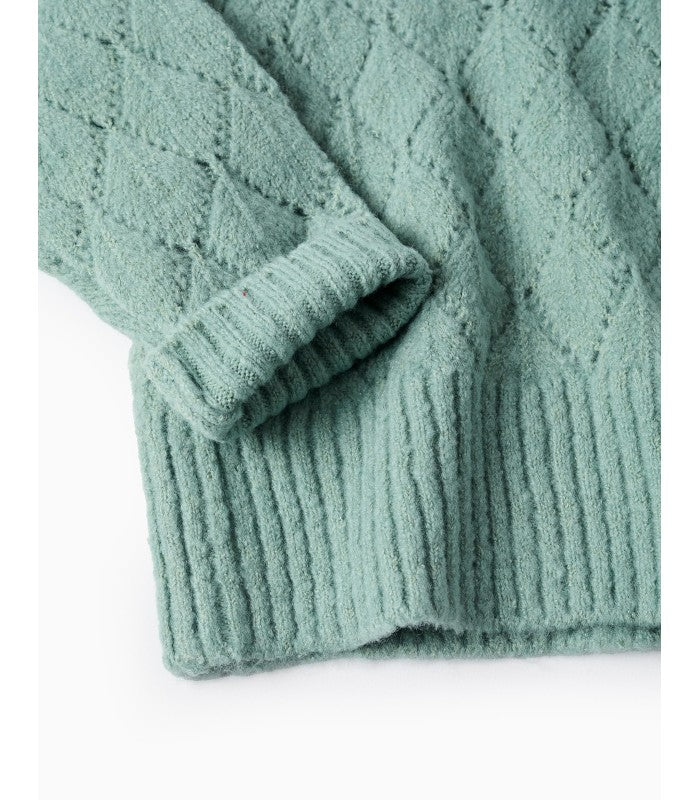 Jersey de Punto Calado con Volantes para Bebé Niña, Verde