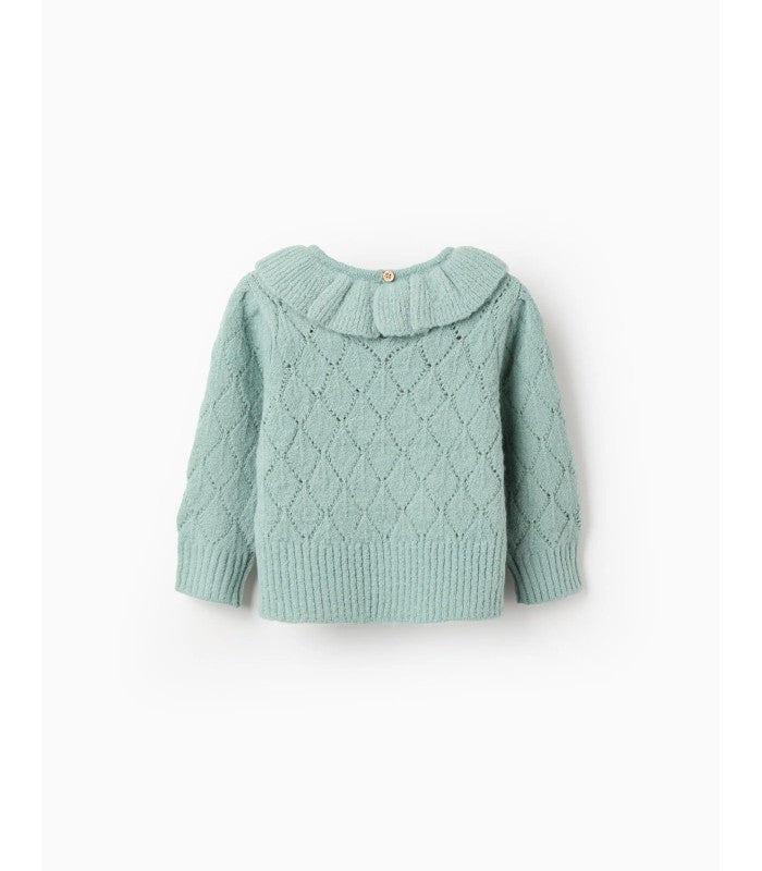 Jersey de Punto Calado con Volantes para Bebé Niña, Verde