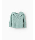 Jersey de Punto Calado con Volantes para Bebé Niña, Verde