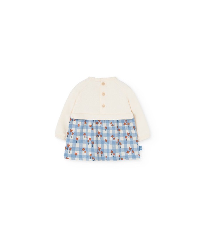 Vestido crudo de cuadros para bebé niña