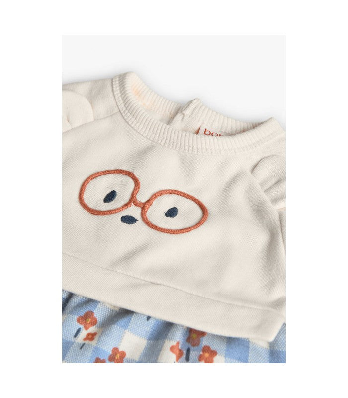 Vestido crudo de cuadros para bebé niña