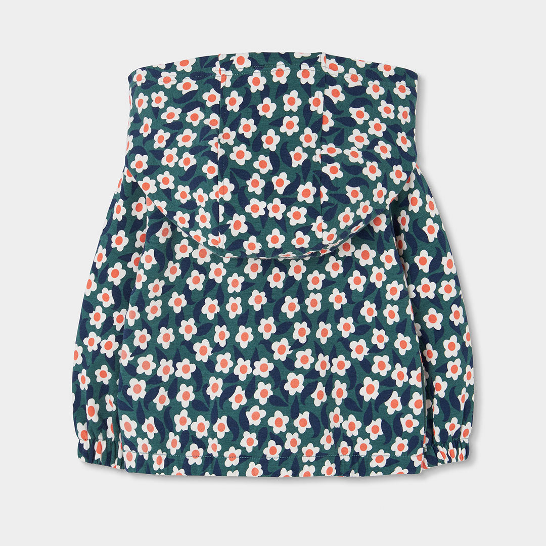 Chaqueta felpa niña estampado flores verde