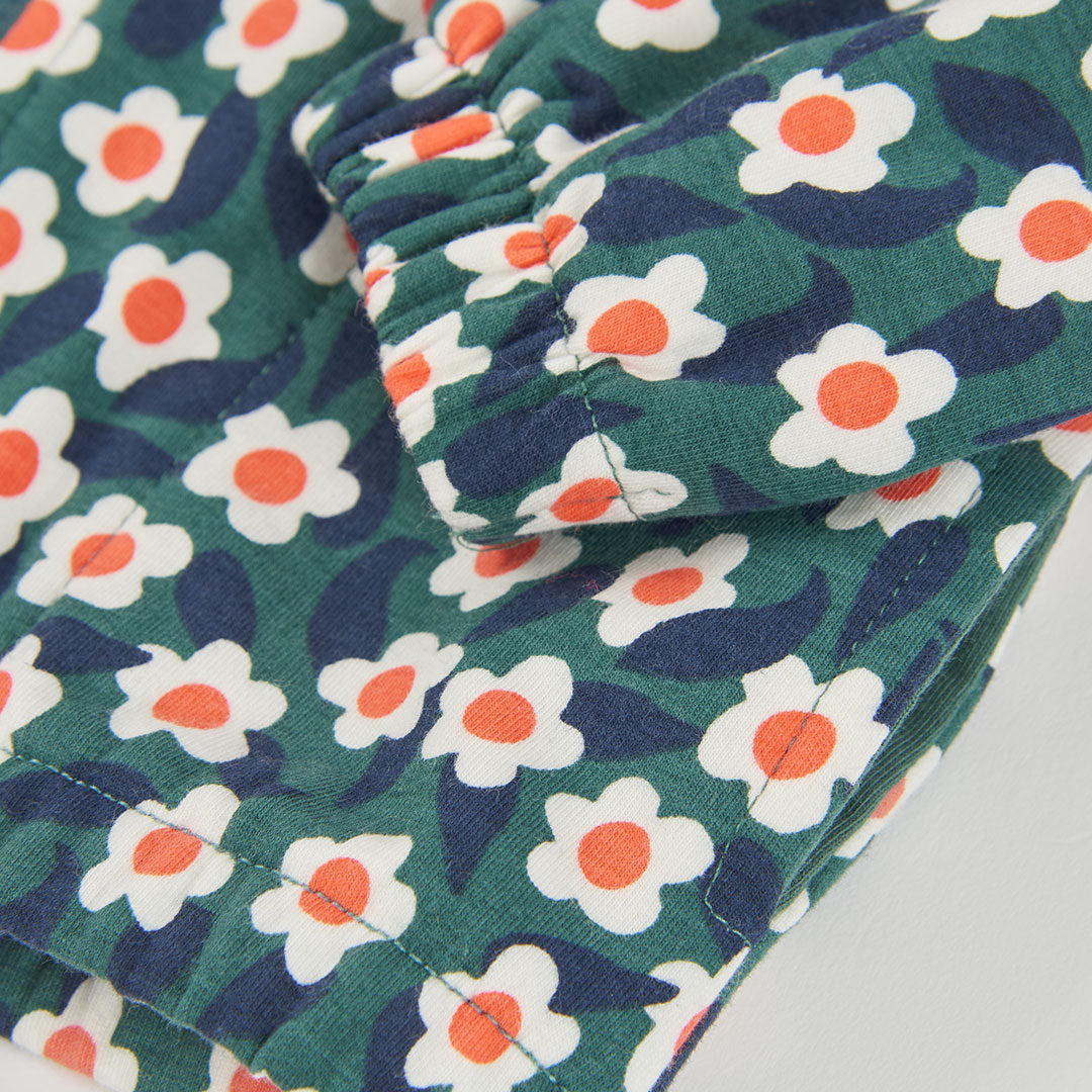 Chaqueta felpa niña estampado flores verde