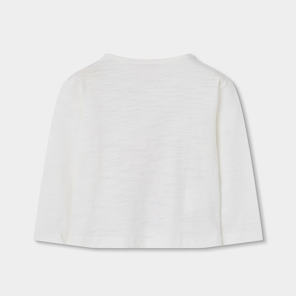 Camiseta punto niña blanca estampado muñeca con gafas