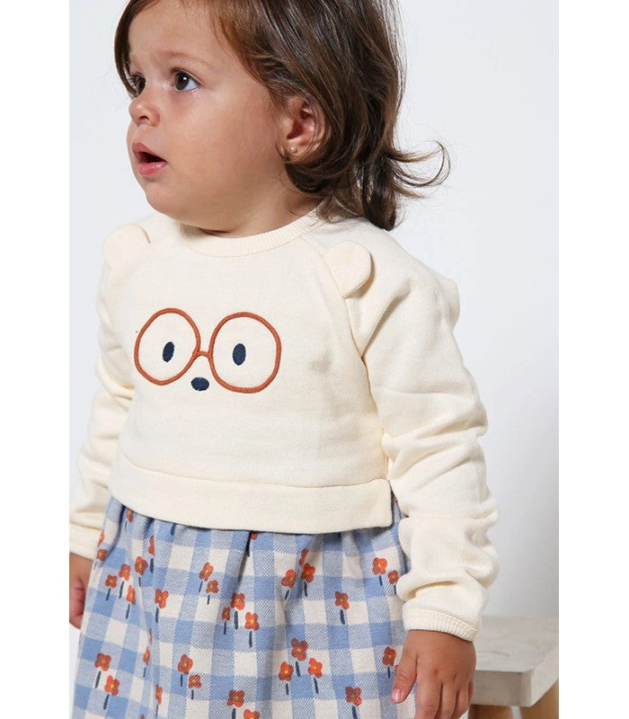 Vestido crudo de cuadros para bebé niña