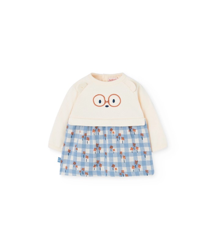 Vestido crudo de cuadros para bebé niña