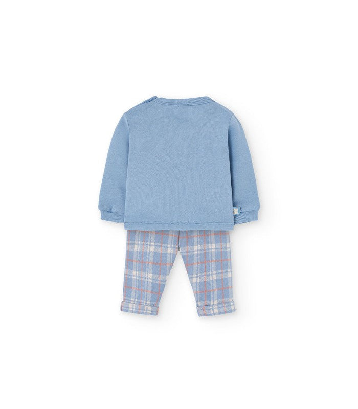 Conjunto bebé de punto gris animales cuadros