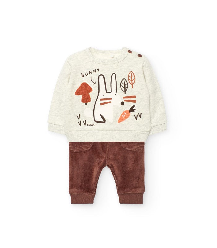 Conjunto bebé de punto crudo conejo