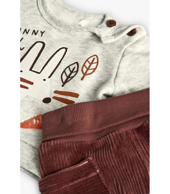 Conjunto bebé de punto crudo conejo