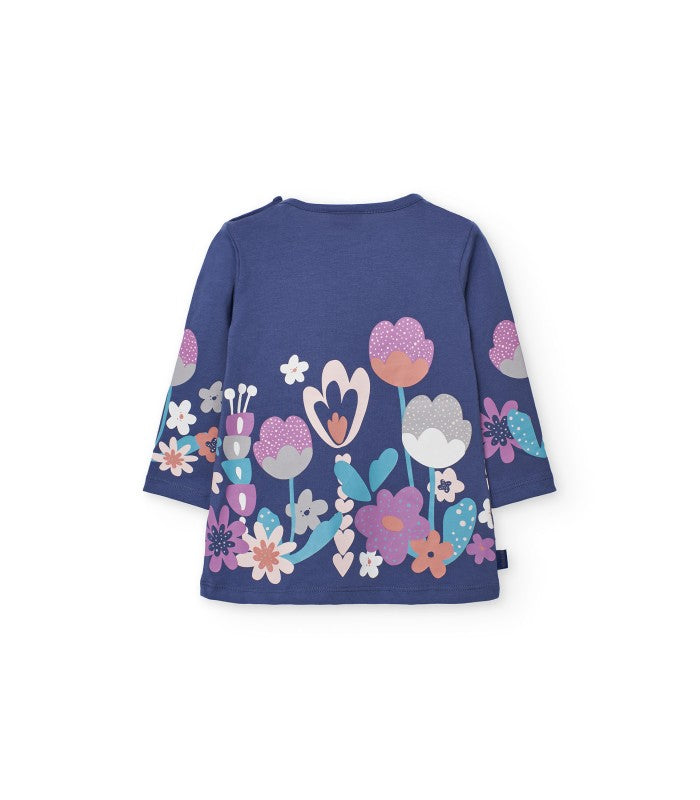 Conjunto niña de punto lila flores